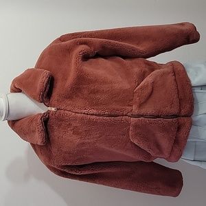 Forever 21 Girls Rosy Brown Faux Fur Jacket